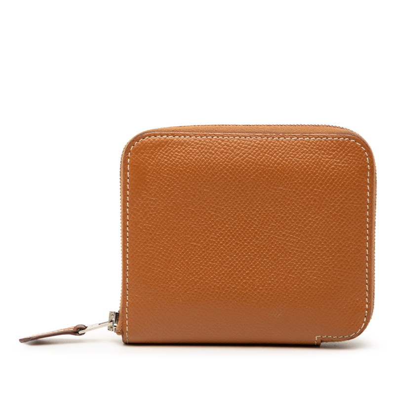 エルメス アザップ シルクイン コンパクト コインケース ゴールド ブラウン ヴォーエプソン レディース HERMES 【中古】