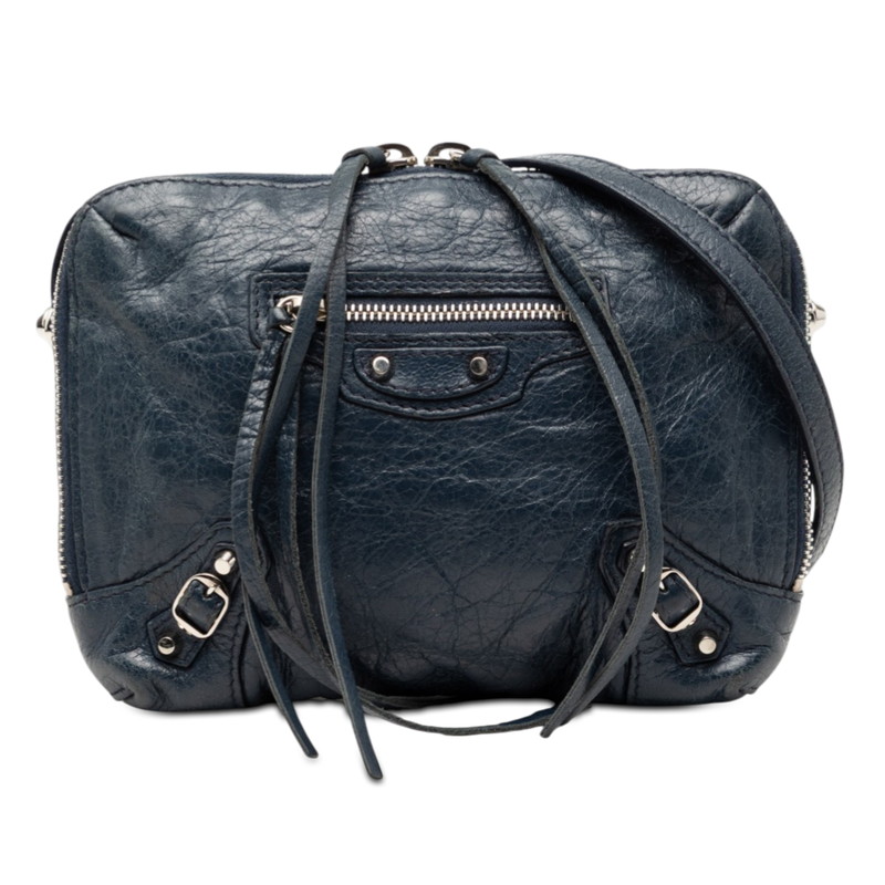 バレンシアガ クラシック レポーター XS 斜め掛け ショルダーバッグ 488795 ブルー レザー レディース BALENCIAGA 【中古】