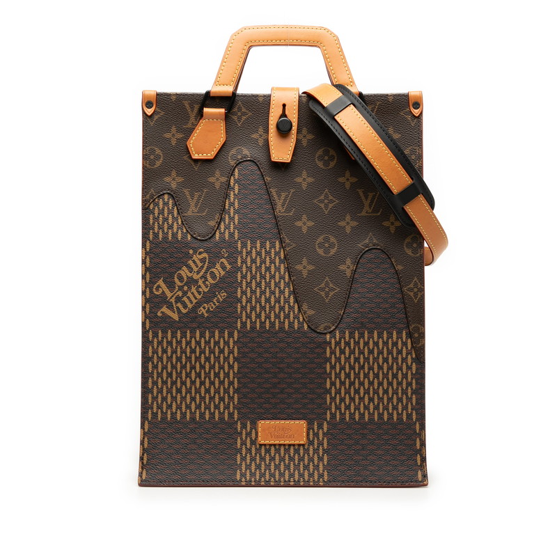 ルイ ヴィトン × NIGO ダミエ ジャイアント ミニトートバッグ ショルダーバッグ 2WAY N40355 ブラウン PVC レザー レディース LOUIS VUITTON 【中古】