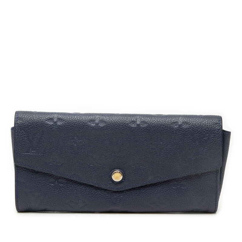 ルイ ヴィトン モノグラム アンプラント ポルトフォイユ キュリユーズ 長財布 M60490 ネイビー レザー レディース LOUIS VUITTON 【中古】
