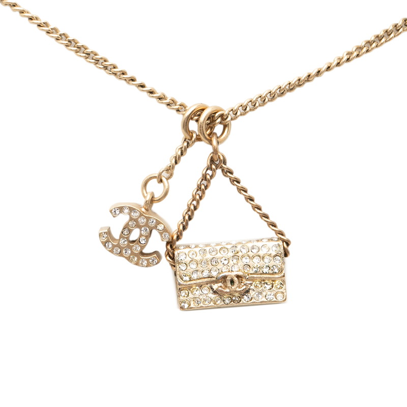 シャネル ココマーク バッグモチーフ ペンダントネックレス 05A ゴールド メッキ ラインストーン レディース CHANEL 【中古】