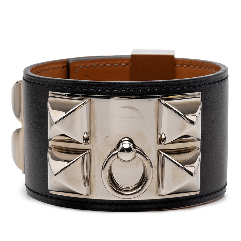 エルメス コリエ ド シアン ブレスレット ブラック シルバー ボックスカーフ メタル レディース HERMES 【中古】 40,820円