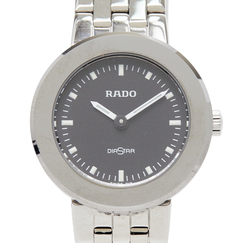 ラドー ダイアスター 腕時計 153.0342.3 クオーツ ブラック文字盤 ステンレススチール チタン レディース RADO 【中古】