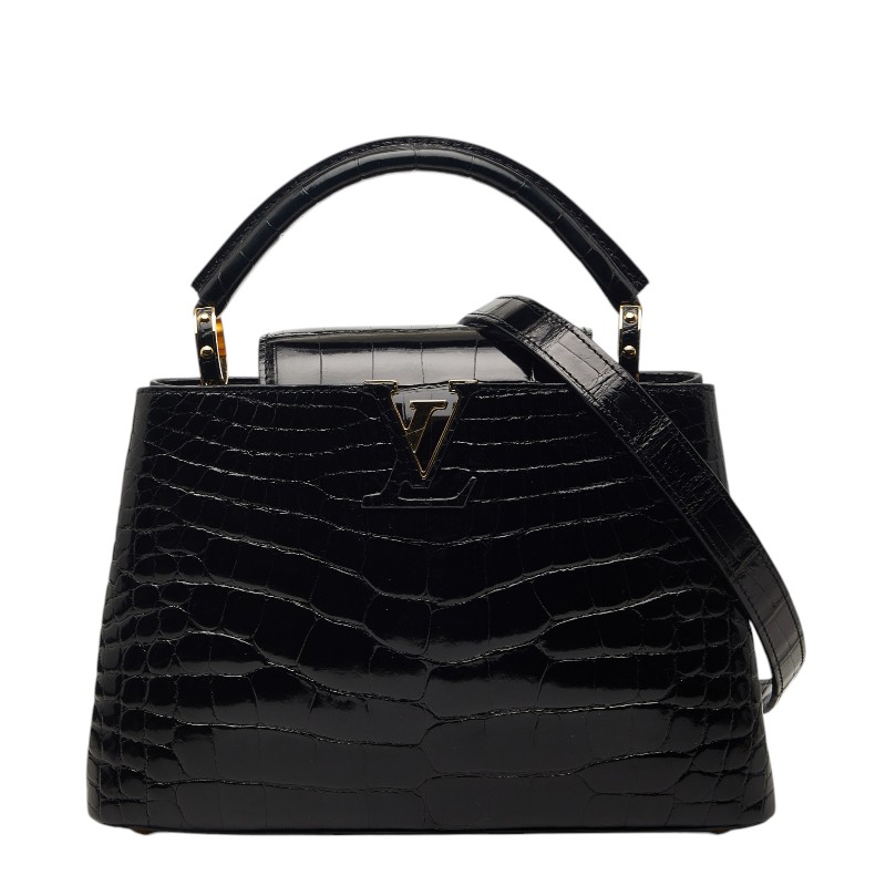 ルイ ヴィトン カプシーヌBB シャイニー ハンドバッグ ショルダー 2WAY N92232 ブラック クロコダイル レディース LOUIS VUITTON 【中古】