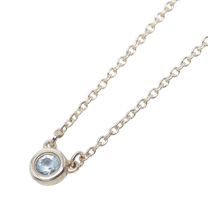 ティファニー バイ ザ ヤード アクアマリン ペンダント ネックレス アクアマリン SV925 シルバー レディース TIFFANY&Co. 【中古】｜【銀座パリス】　店