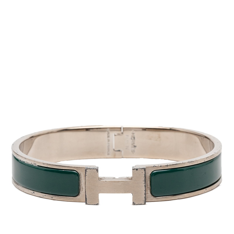 エルメス クリックH PM ブレスレット シルバー グリーン メタル レディース HERMES 【中古】