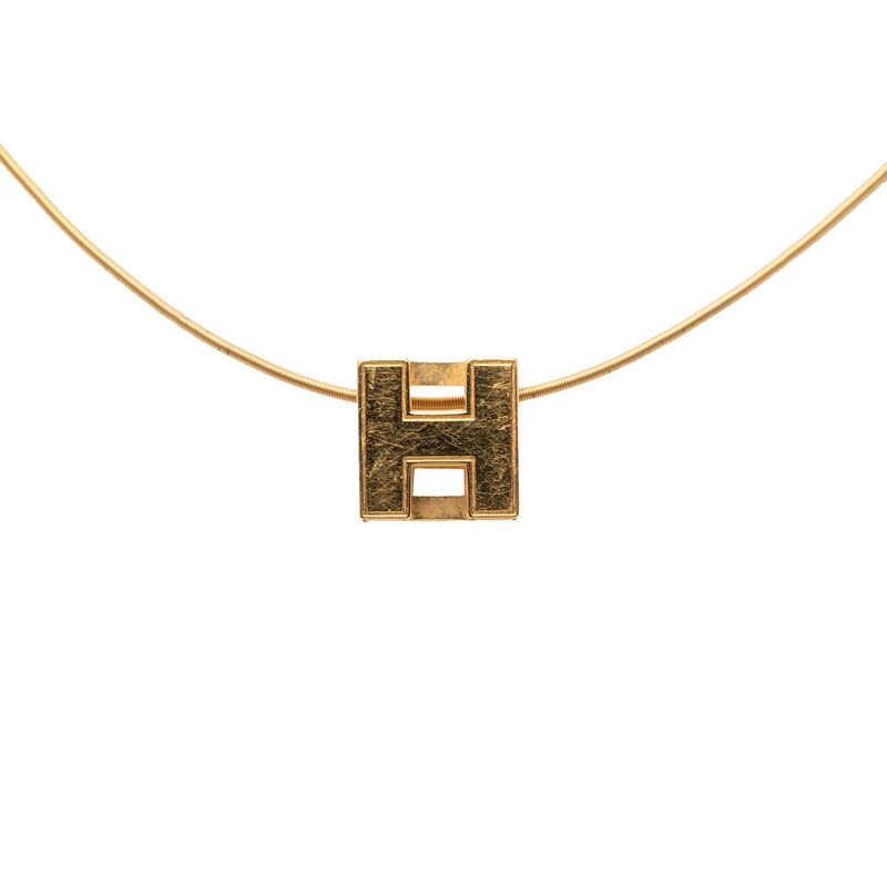 エルメス カージュ ド アッシュ Hキューブ ネックレス ゴールド メッキ レディース HERMES 【中古】