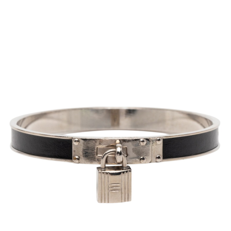 エルメス ケリーバングル カデナ モチーフ ブレスレット シルバー ブラック メタル レディース HERMES 【中古】