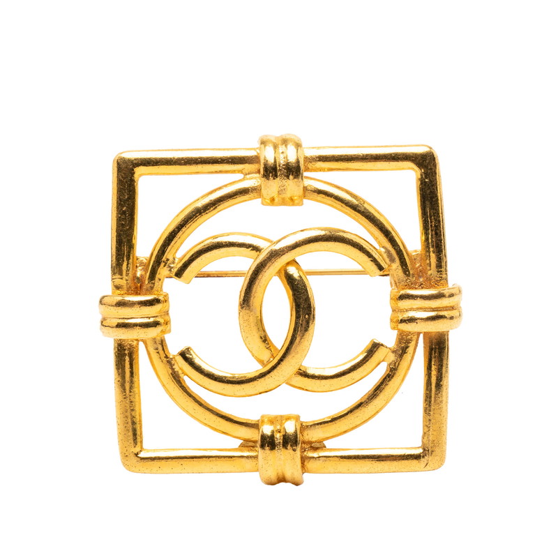 シャネル ヴィンテージ ココマーク スクエア ブローチ ゴールド メッキ レディース CHANEL 【中古】