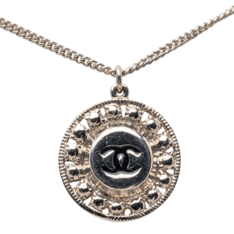 シャネル ココマーク ネックレス シルバー ブラック メタル レディース CHANEL 【中古】