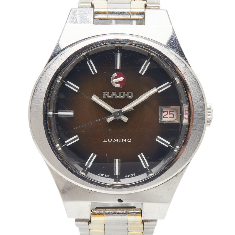ラドー LUMINO 腕時計 自動巻き ブラウン文字盤 ステンレススチール メンズ RADO 【中古】