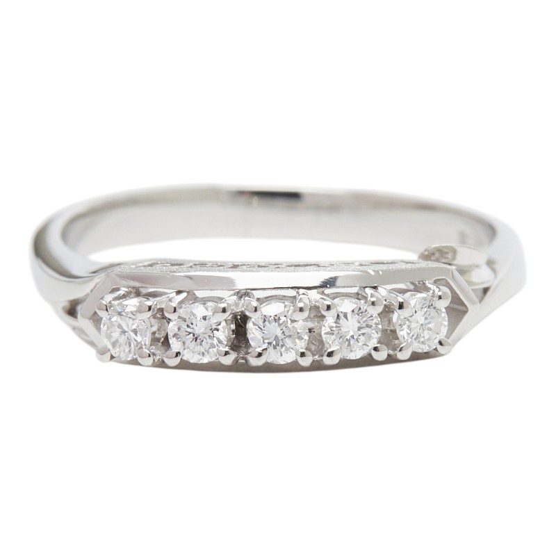 Pt900 プラチナ ダイヤ0.27ct 一文字リング リング 指輪 レディース 14.5号 【中古】