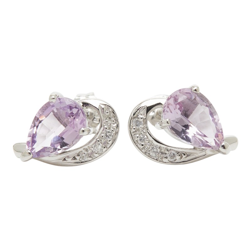 Pt850 プラチナ アメジスト2.32ct ダイヤ0.08ct ハートモチーフ ピアス レディース 【中古】
