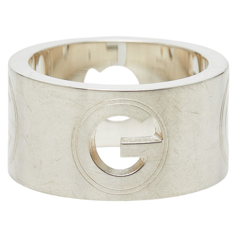 グッチ Gロゴ ワイド リング 指輪 #9 SV925 シルバー レディース GUCCI 【中古】|【銀座パリス】 店
