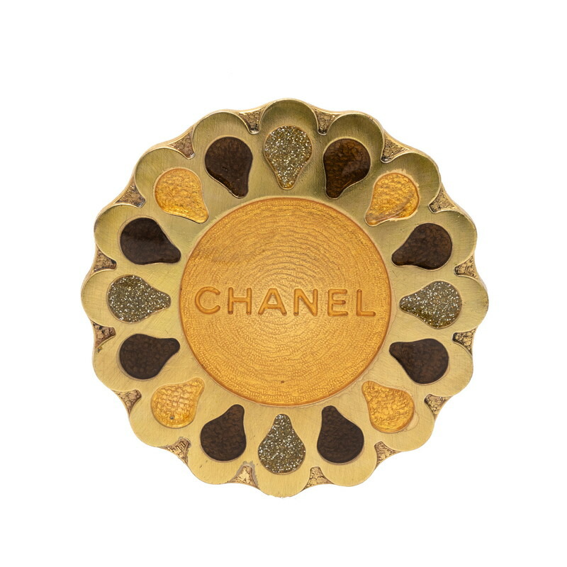 シャネル ロゴ ブローチ ゴールド メッキ レディース CHANEL 【中古】