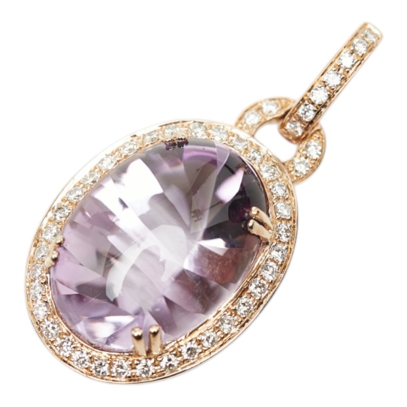 K18PG ピンクゴールド アメジスト9.32ct ダイヤ0.32ct ペンダントトップ ネックレス レディース 【中古】|【銀座パリス】 店