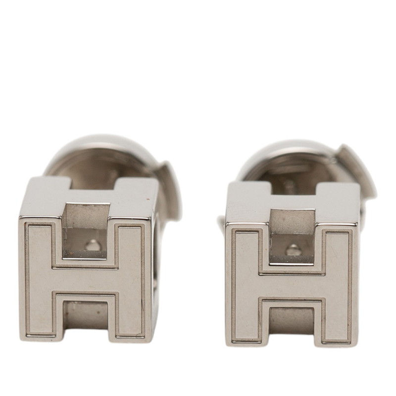 エルメス カージュ ド アッシュ Hキューブ ピアス シルバー メタル レディース HERMES 【中古】