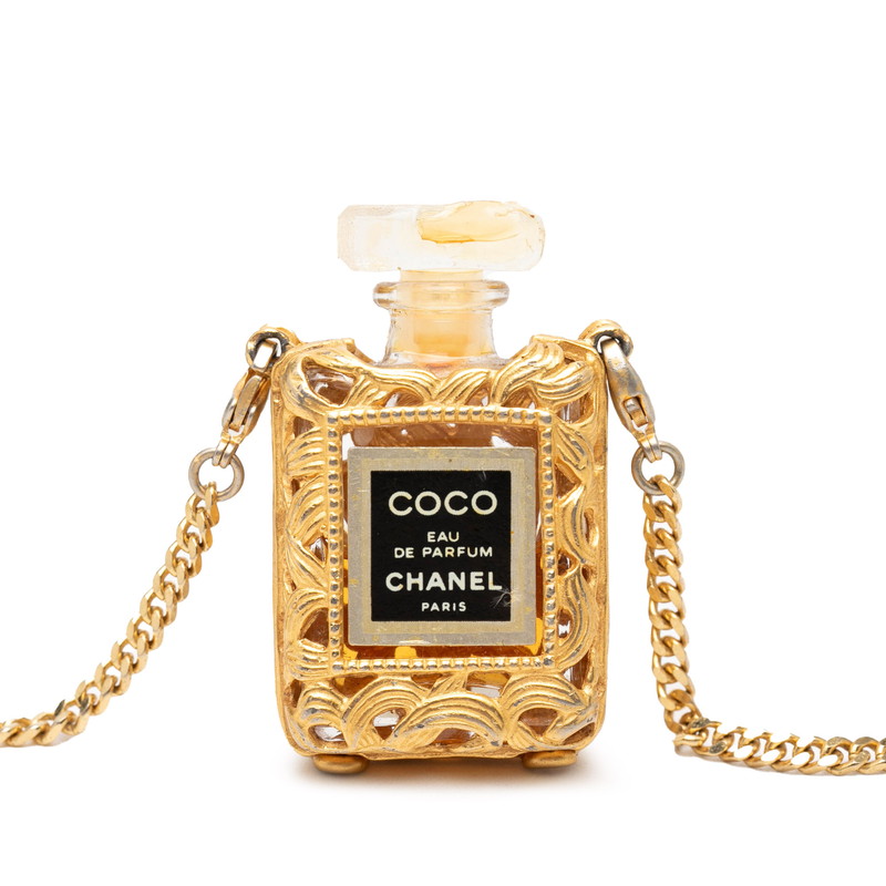 シャネル COCO EAU DE PARFUM ココ オードゥ パルファム 香水 ボトル ネックレス ゴールド クリア メッキ ガラス レディース CHANEL 【中古】