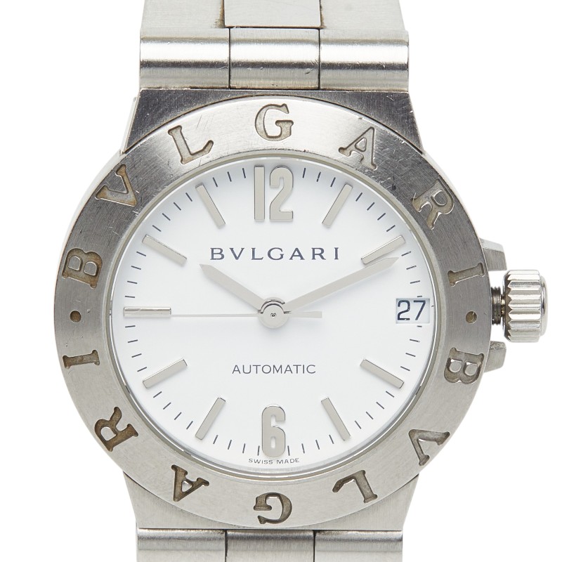 ブルガリ ディアゴノ スポーツ 腕時計 LCV29S 自動巻き ホワイト文字盤 ステンレススチール メンズ BVLGARI 【中古】