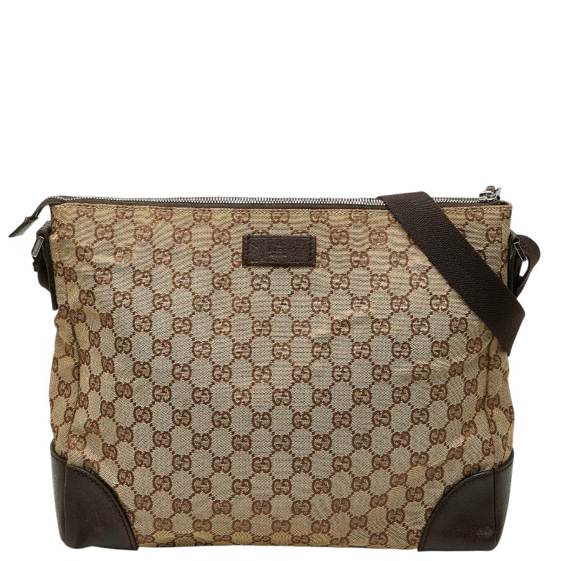 グッチ GGキャンバス 斜め掛け ショルダーバッグ 110054 ベージュ ブラウン PVC レザー レディース GUCCI 【中古】