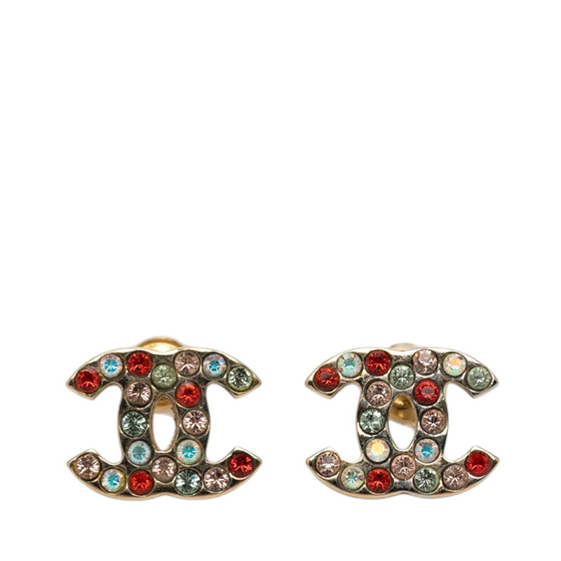 シャネル ココマーク スタッドピアス 94A ゴールド マルチカラー メッキ ラインストーン レディース CHANEL 【中古】