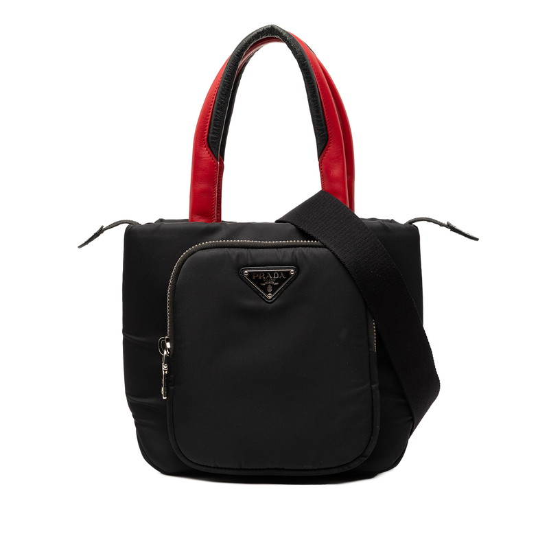 プラダ カーゴスモール ハンドバッグ ショルダーバッグ 2WAY 1BG270 ブラック レッド ナイロン レディース PRADA 【中古】
