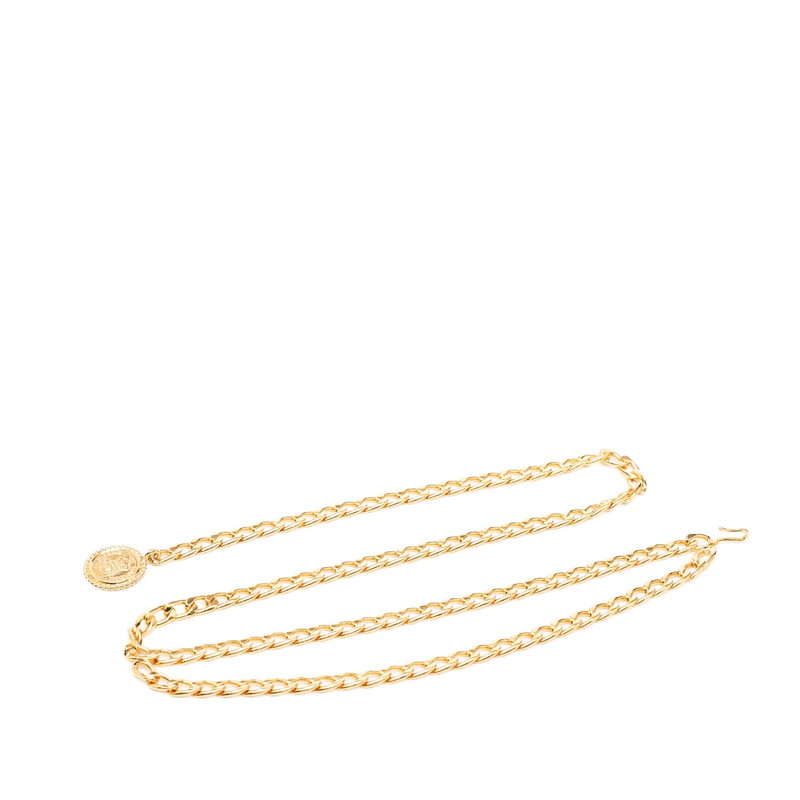 シャネル ココマーク RUE CAMBON チェーン店三尺帯 ゴールド メッキ レディース CHANEL 【中古】