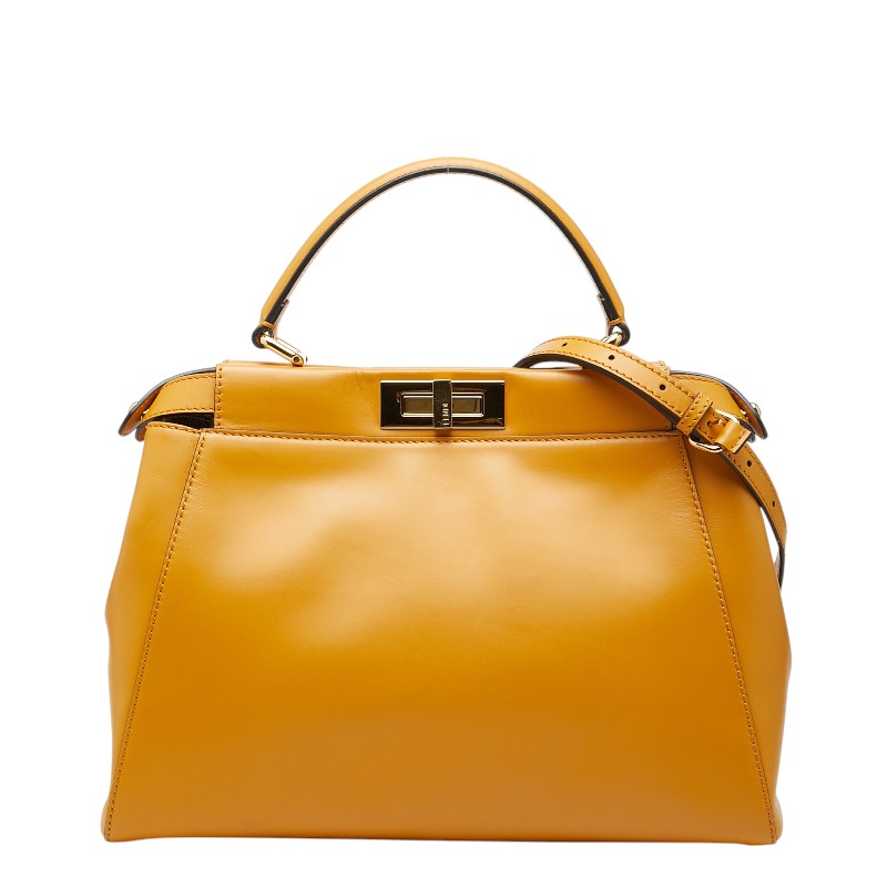 フェンディ ピーカブー ミディアム ハンドバッグ ショルダーバッグ 2WAY 8BN226 Q4J イエロー系 レザー レディース FENDI 【中古】