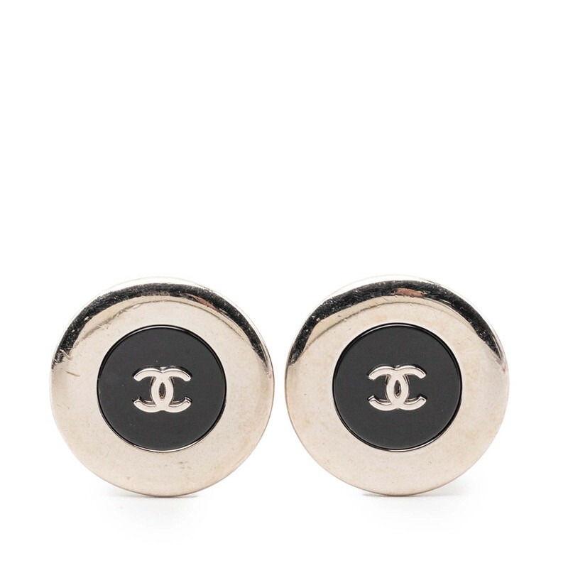 シャネル ココマーク ヴィンテージ ラウンド イヤリング 97A シルバー ブラック 黒 メタル カラーストーン レディース CHANEL 【中古】|【銀座パリス】 店