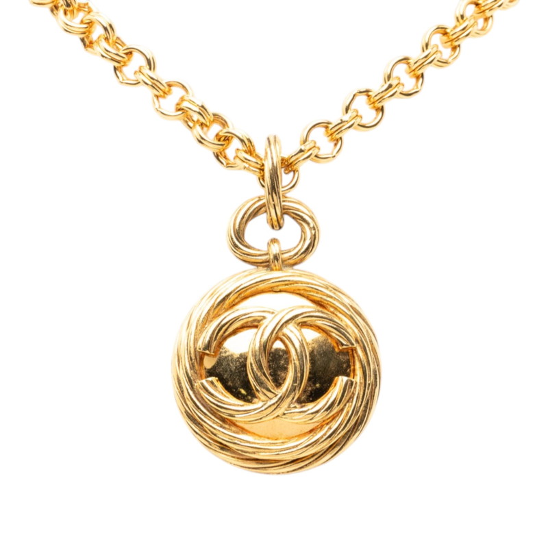 シャネル ココマーク ミラー チェーン ペンダント ネックレス ヴィンテージ ゴールド メッキ レディース CHANEL 【中古】