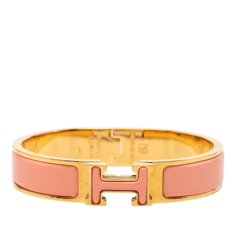 エルメス クリックH PM ブレスレット ゴールド ピンク メッキ エナメル レディース HERMES 【中古】