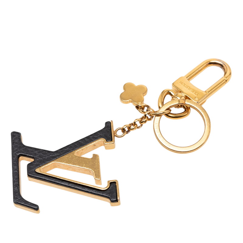 ルイ ヴィトン ポルトクレ LV カプシーヌ キーリング キーホルダー M63080 ゴールド ブラック メッキ レディース LOUIS VUITTON 【中古】