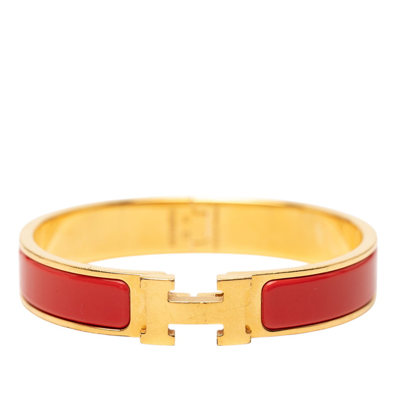 エルメス クリックH PM ブレスレット バングル ゴールド レッド メッキ レディース HERMES 【中古】｜【銀座パリス】　店