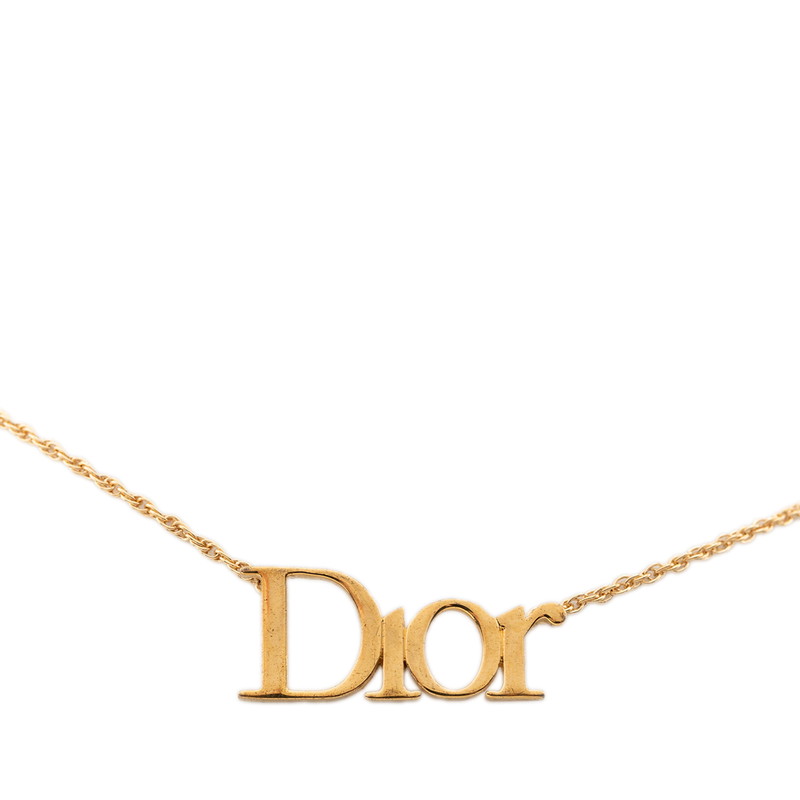 ディオール ロゴ チェーン ペンダント ネックレス ゴールド メッキ レディース Dior 【中古】