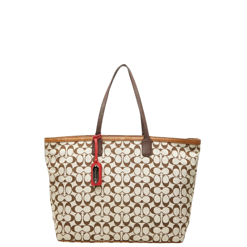 コーチ シグネチャー トートバッグ 23106P ベージュ ブラウン キャンバス レザー レディース COACH 【中古】|【銀座パリス】 店