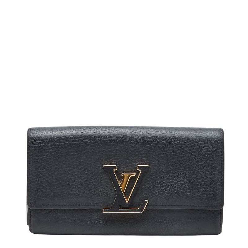 ルイ ヴィトン ポルトフォイユ カプシーヌ 二つ折り財布 長財布 M61248 ブラック トリヨンレザー レディース LOUIS VUITTON 【中古】|【銀座パリス】 店