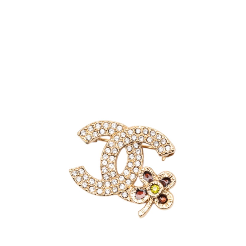 シャネル ココマーク クローバー ブローチ 05P ゴールド ラインストーン メッキ レディース CHANEL 【中古】｜【銀座パリス】　店