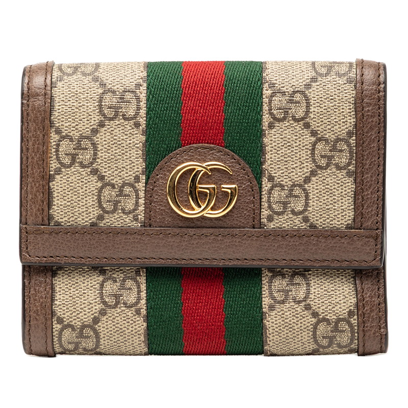 グッチ オフィディア GGスプリーム 三つ折り紙入れ 625703 ベージュ マルチ色合い PVC なめし革 レディース GUCCI 【中古】