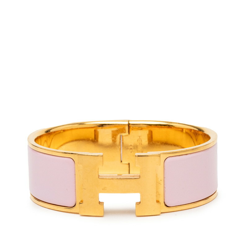 エルメス クリッククラックH GM ブレスレット バングル ゴールド ピンク エナメル メッキ レディース HERMES 【中古】|【銀座パリス】 店