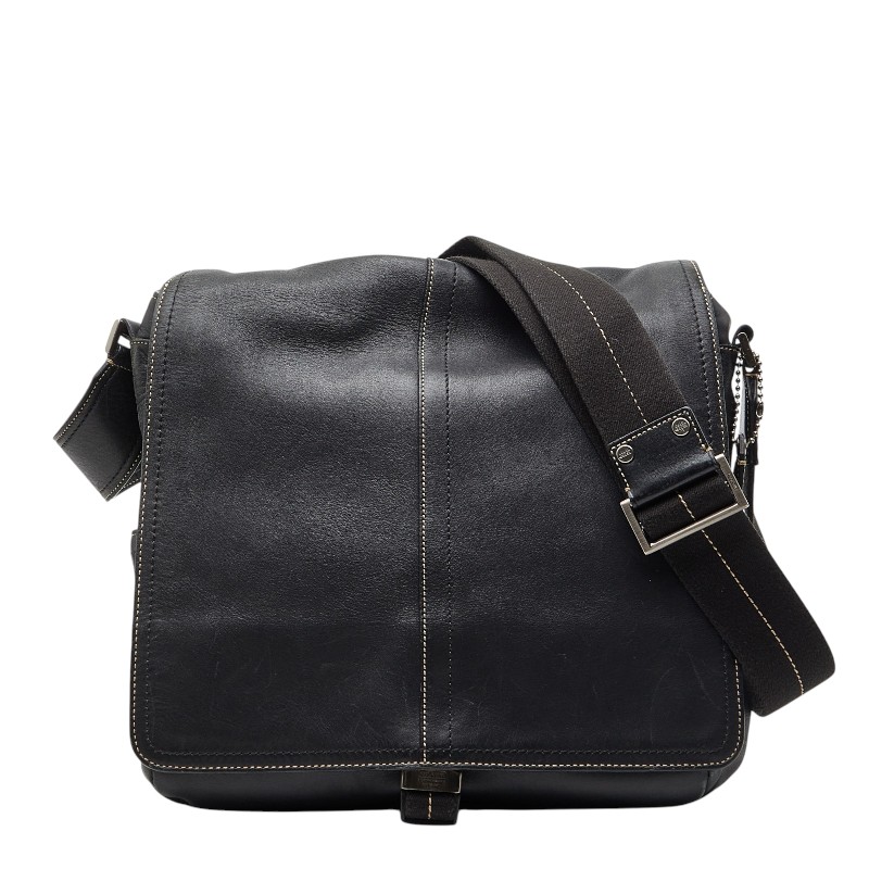 コーチ ショルダーバッグ メッセンジャーバッグ 斜め掛け F05A02 ブラック レザー メンズ COACH 【中古】｜【銀座パリス】　店