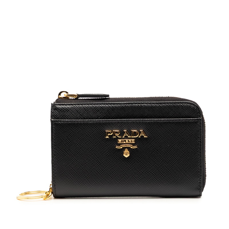 プラダ コインケース コンパクトウォレット 札入れ 黒いこと サフィアーノレザー レディース PRADA 【中古】