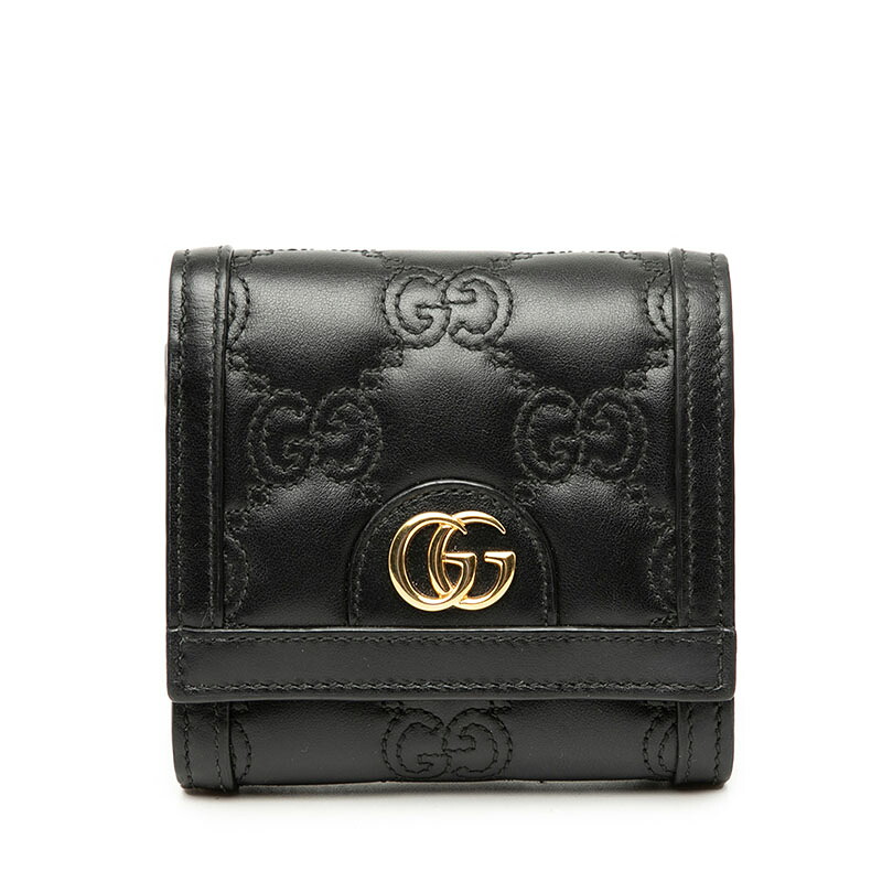 グッチ GGマトラッセ GGロゴタイプ 二つ折り紙入れ 723799 黒いこと なめし革 レディース GUCCI 【中古】