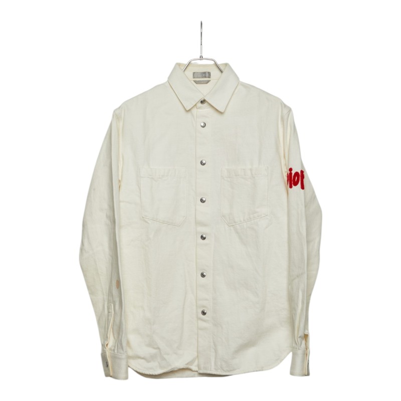 ディオール &times; Shawn Stussy ステューシー Year of the Ox デニムシャツ アイボリー コットン メンズ Dior 【中古】｜【銀座パリス】　店