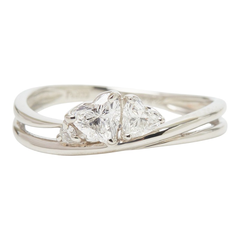 Pt900 プラチナ ダイヤ0.38ct ダイヤ0.02ct デザインリング ハートモチーフ リング 指輪 レディース 10号 【中古】｜【銀座パリス】　店