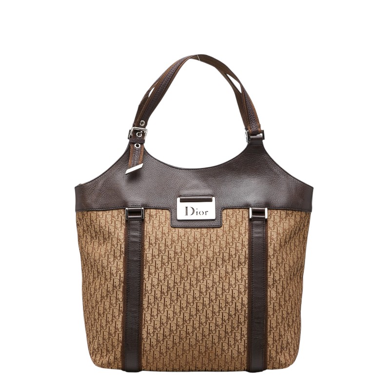 ディオール トロッター ストリートシック トートバッグ ハンドバッグ ベージュ ブラウン レザー キャンバス レディース Dior 【中古】｜【銀座パリス】　店