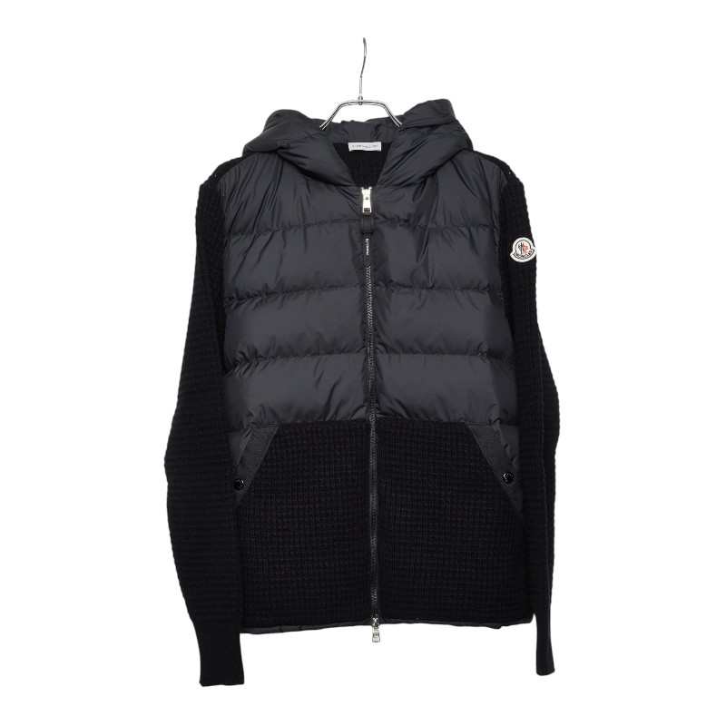 モンク軌跡 CARDIGAN TRICOT 落ちこむ ジレー ジップパーカー 大きさM 黒いこと 薄墨色 ポリエステル 羊毛 カシミール 落ちこむ 羽毛 レディース MONCLER 【中古】