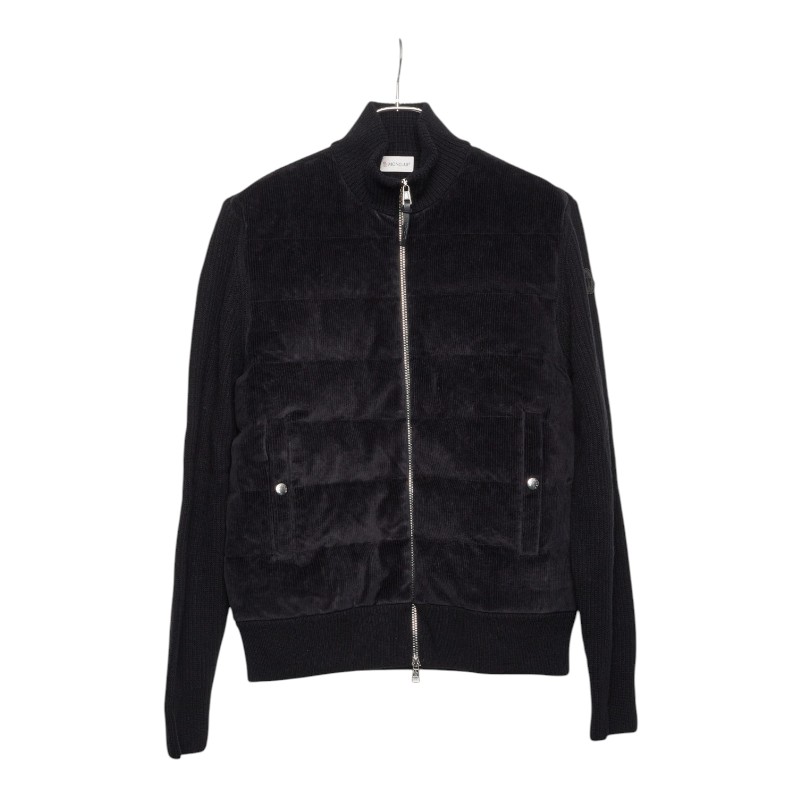 モンクレール TRICOT CARDIGAN コーデュロイ ニット カーディガン ジャケット サイズL ブラック コットン ポリエステル ポリウレタン ウール ナイロン ダウン フェザー メンズ MONCLER 【中古】
