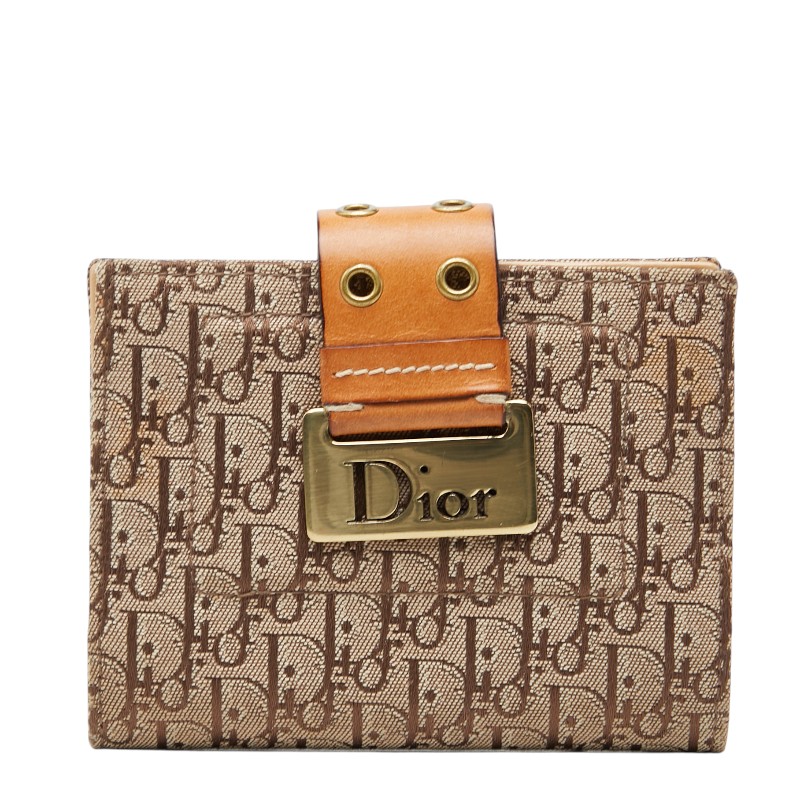 ディオール トロッター ジャガード カードケース 二つ折り ベージュ ブラウン キャンバス レザー レディース Dior 【中古】|【銀座パリス】 店