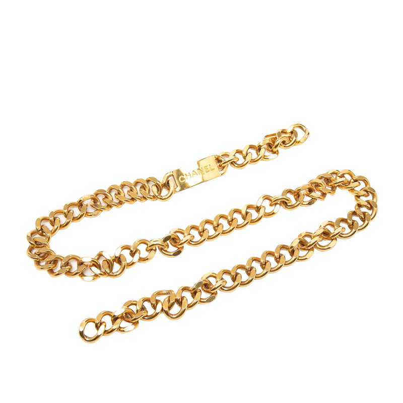 シャネル ロゴタイプ お皿 チェーン店三尺帯 ゴールド メッキ レディース CHANEL 【中古】
