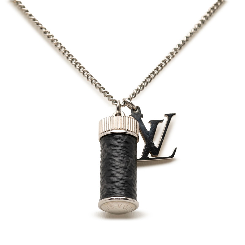 ルイ ヴィトン モノグラム エクリプス コリエチャームズ ネックレス M63641 ブラック シルバー メタル PVC メンズ LOUIS VUITTON 【中古】｜【銀座パリス】　店